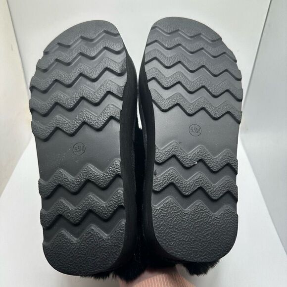 CUSHIONAIRE Women's Husky Genuine Suede cozy mule Platform +Memory Foam 6.5 BLAC - Picture 5 of 7